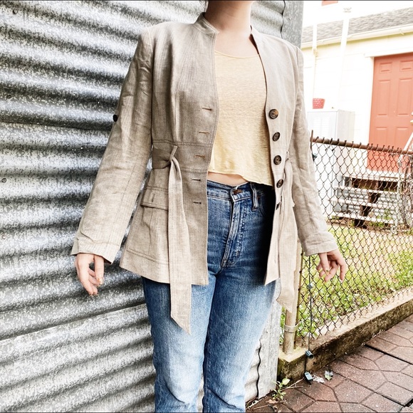 Calvin Klein Herringbone Belted Jacket - Picture 2 of 9